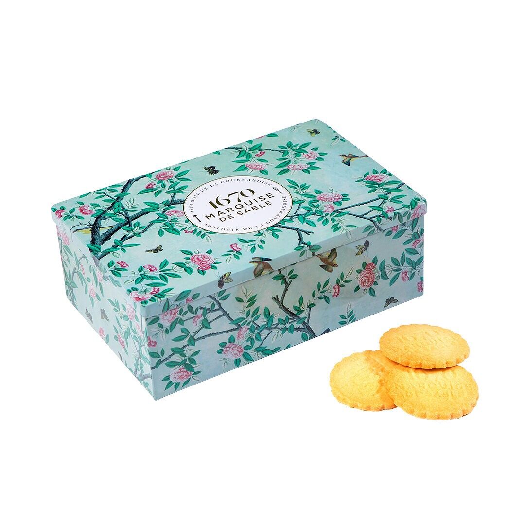 Shortbread biscuits plain assortment of pure fresh butter, raspberry and chocolate chips - metal box "Dans un jardin" 300 g