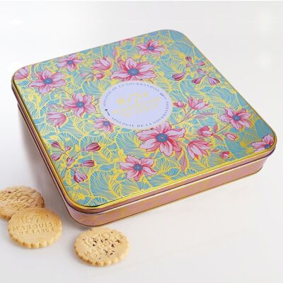 Shortbread biscuits natural assortment of pure fresh butter, salted butter caramel, chocolate and apricot chips - "Vegetable Magic" metal box 400 g