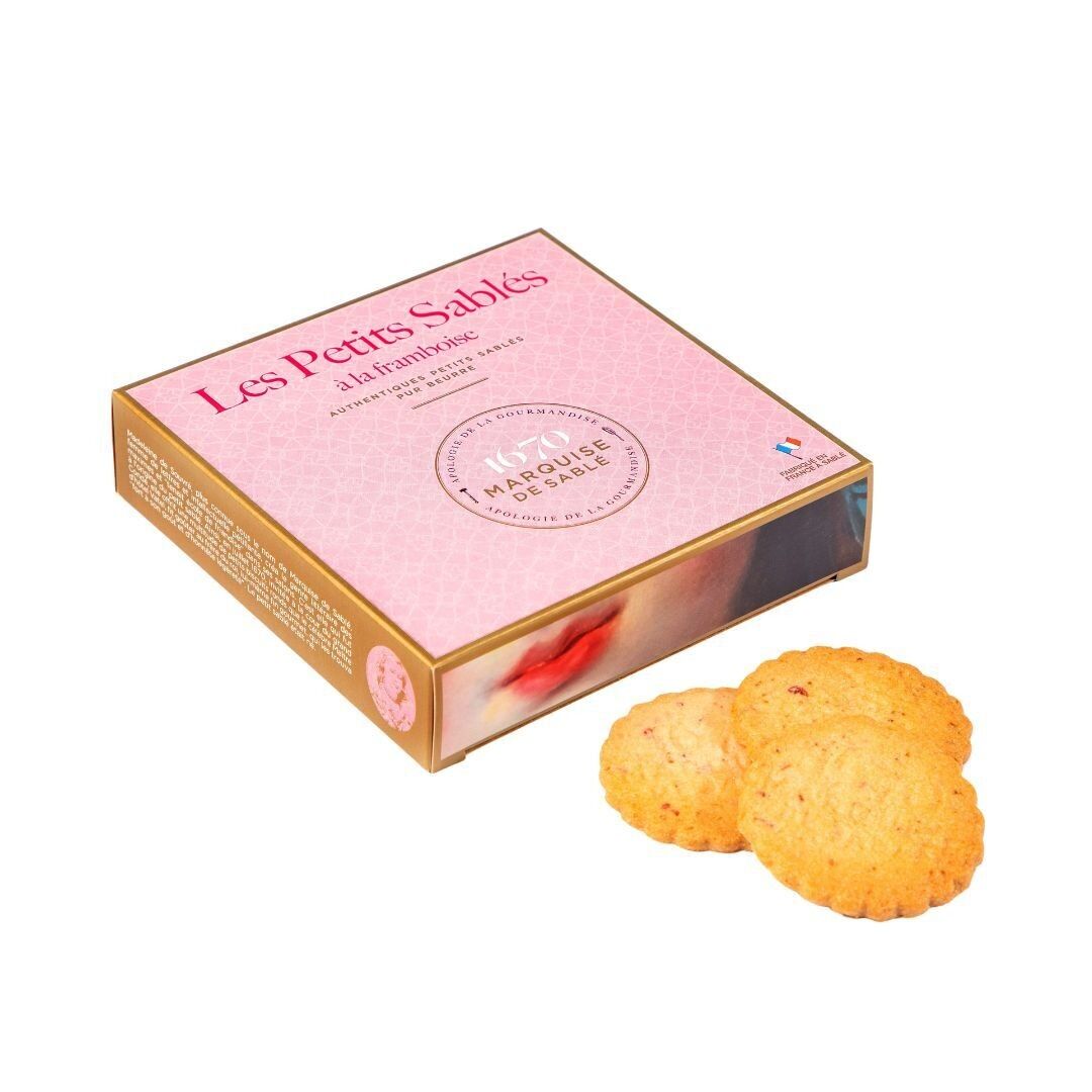 Shortbread cookies with raspberry pieces - 100g cardboard box - Mother's Day