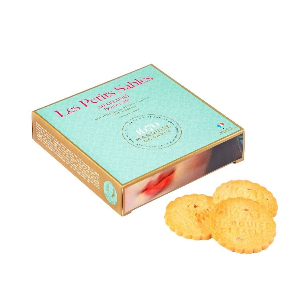 Shortbread biscuits with salted caramel chips - 100g cardboard box