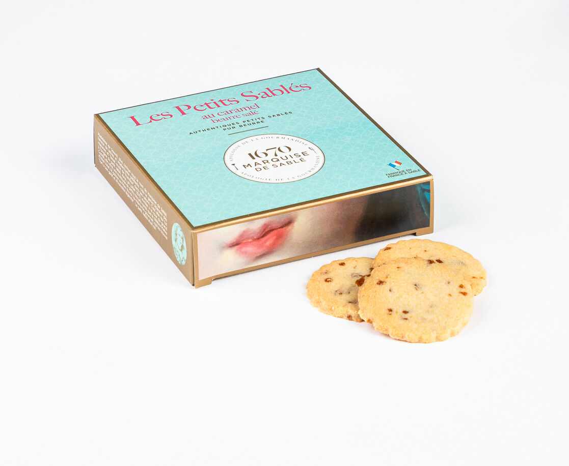 Shortbread-Kekse mit gesalzenen Karamellstückchen – 100-g-Kartonverpackung – Weihnachtsgeschenk