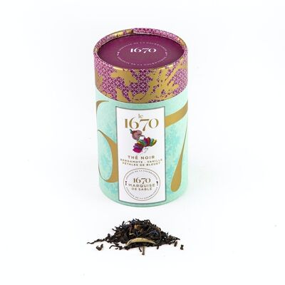 Schwarzer Tee 1670, Bergamotte, Vanille und Kornblumenblüten – 50 g Karton