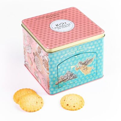 Shortbread cookies with salted butter caramel chips - metal dispenser box "The Musician's Angel" 300 g