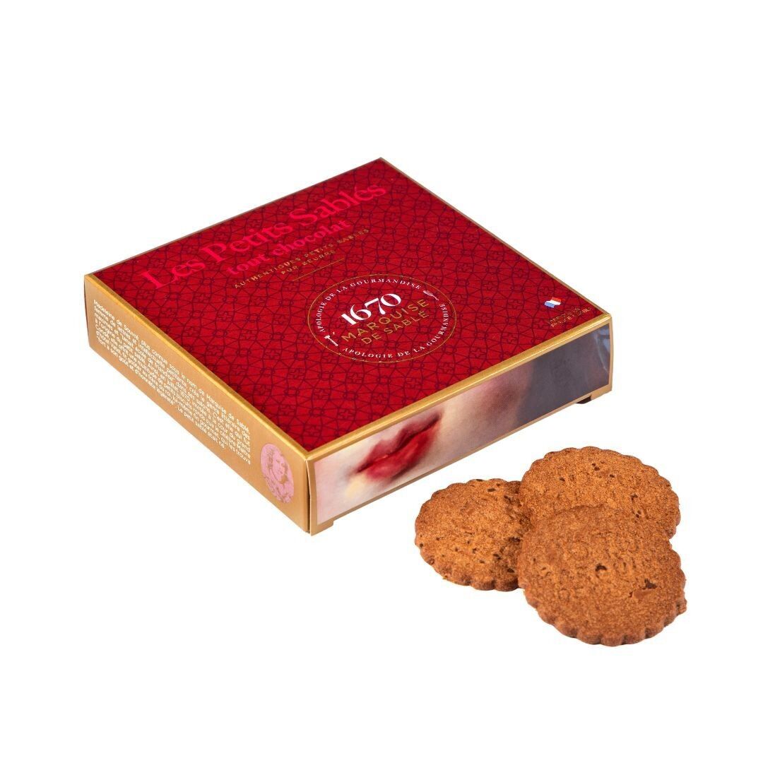 All chocolate shortbread cookies - 100g cardboard box