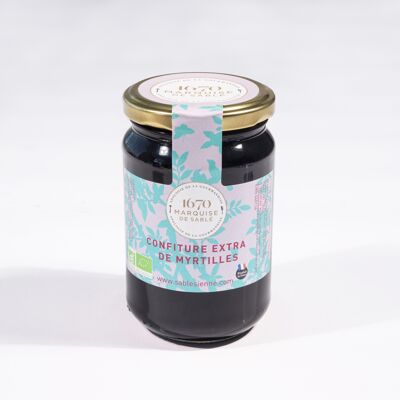 Extra organic blueberry jam - glass jar 350 g