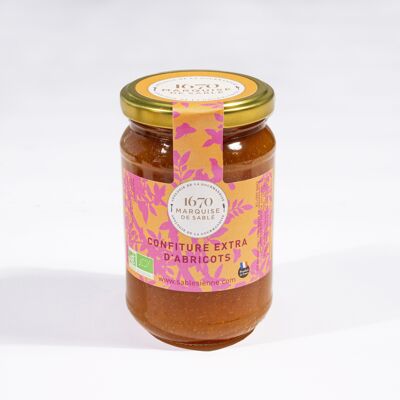 Extra organic apricot jam - glass jar 350 g