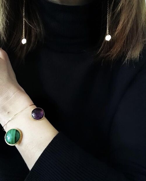 Bracelet rivoli malachite/ amethyste