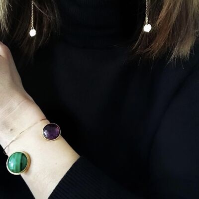 BRACCIALE RIVOLI MALACHITE / AMETISTA