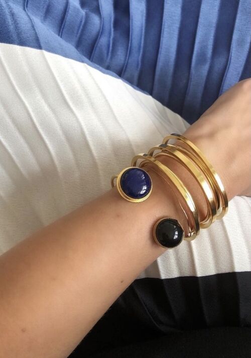Bracelet rivoli lapis lazuli/ agate noire