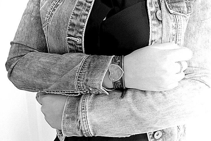 Bracciale in pelle con cuore in ceramica marrone vintage