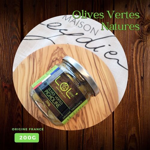 Olives Vertes - Pot 200gr & Pasteurisées - Picholine - France / Provence