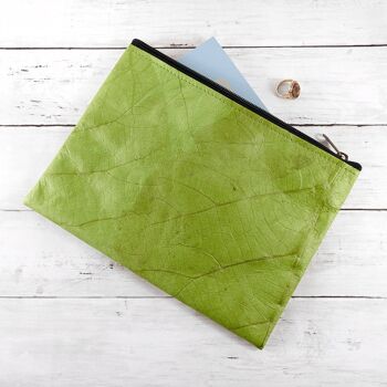 Pochette en Cuir Feuille de Teck Vegan - Vert Feuille 2