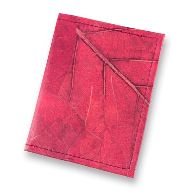 Funda Pasaporte en Piel Hoja - Coral Rosa