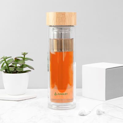 Glass Tea Tumbler with Bamboo Lid