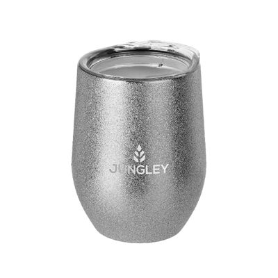 Jungley Glitter Stemless Wine Insulated Tumbler - Silver