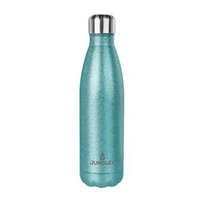 Jungley Glitter Isolierte Wasserflasche – Blaugrün