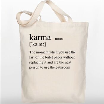 Sac fourre-tout amusant - Définition du karma - Sac en toile 100 % coton 1