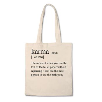 Sac fourre-tout amusant - Définition du karma - Sac en toile 100 % coton 2