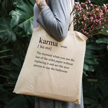 Sac fourre-tout amusant - Définition du karma - Sac en toile 100 % coton 3