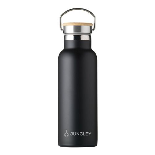 Eco Friendly Insulated 17oz Water Bottle with Bamboo Lid - Black