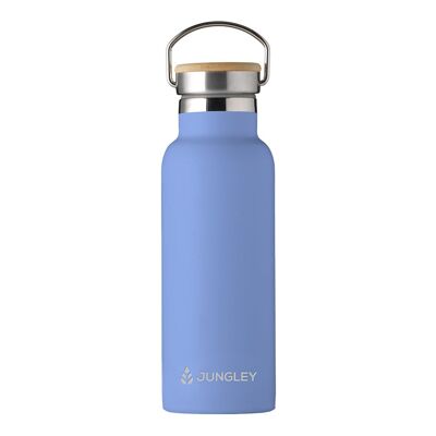 Botella de agua con aislamiento ecológico de 17 oz con tapa de bambú - Azul