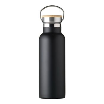 Bouteille d'eau isolée écologique de 17 oz avec couvercle en bambou - Blanc 2