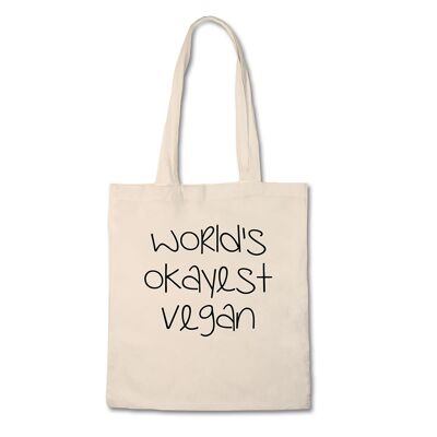 World's Okayest Vegan Tote Bag - 100% Cotton Canvas Bag