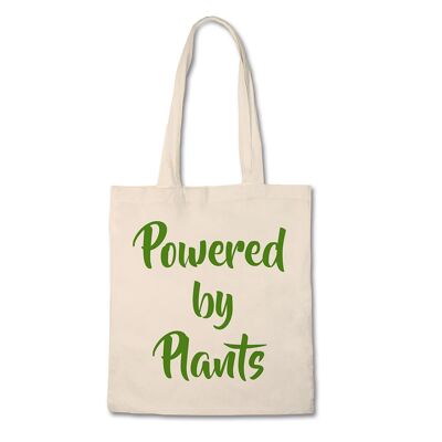Tote Bag - Powered by Plants - Borsa in tela di cotone 100%.