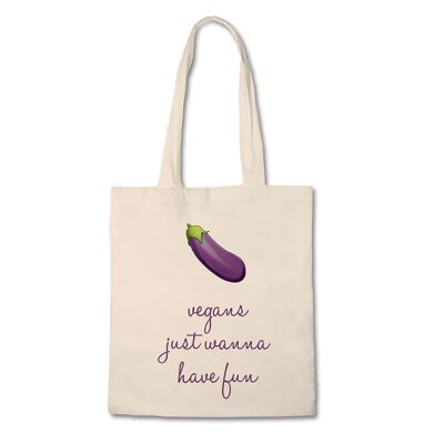 Sac fourre-tout drôle - Les végétaliens veulent juste s'amuser - Aubergine - Sac en toile 100% coton