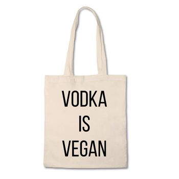 Sac fourre-tout drôle - La vodka est végétalienne - Sac en toile 100% coton 1