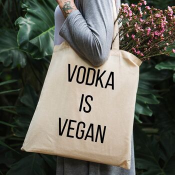 Sac fourre-tout drôle - La vodka est végétalienne - Sac en toile 100% coton 2