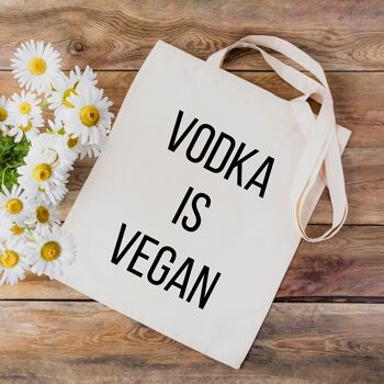 Sac fourre-tout drôle - La vodka est végétalienne - Sac en toile 100% coton 3