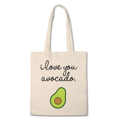Lustige Einkaufstasche - Ich liebe dich Avocado - 100 % Baumwoll-Canvas-Tasche