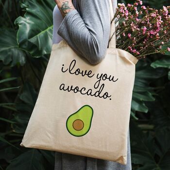 Sac fourre-tout drôle - Je t'aime avocat - Sac en toile 100% coton 2