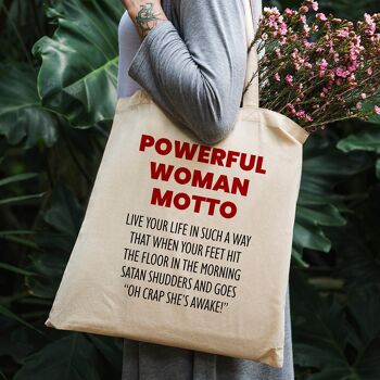 Sac fourre-tout amusant - devise de la femme puissante - sac en toile 100% coton 2