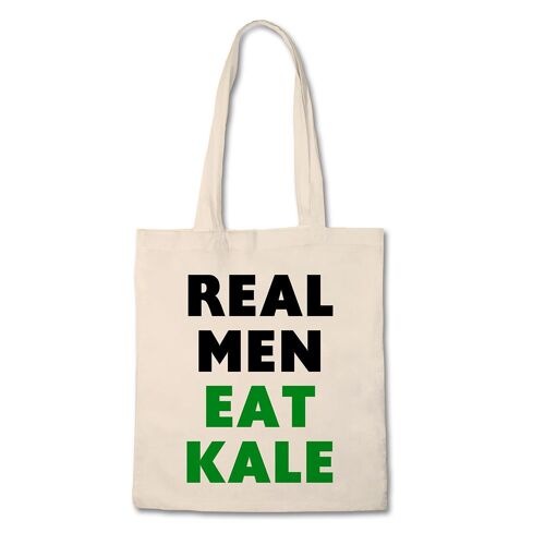 Funny Tote Bag - Real Men Eat Kale - 100% Cotton Canvas Bag