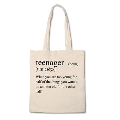Lustige Einkaufstasche - Definition von Teenager - 100 % Baumwoll-Canvas-Tasche