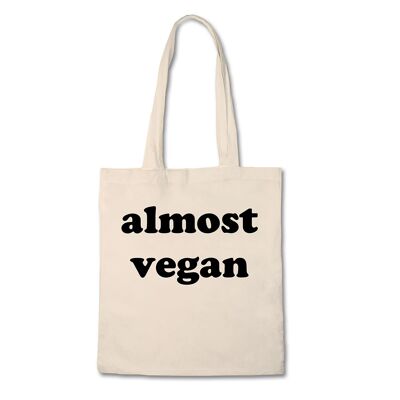 Funny Tote Bag - Almost Vegan - 100% Cotton Canvas Bag