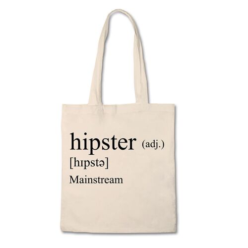 Funny Tote Bag - Definition of Hipster - 100% Cotton Canvas Bag
