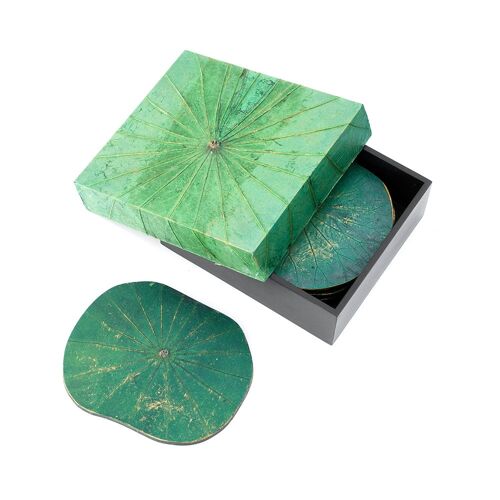Green Lotus Leaf Coasters - Set of Six