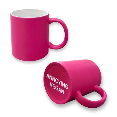 Secreto 'Annoying Vegan' Message Neon Mug - Regalo vegano hilarante, taza de té o café, regalos veganos del Reino Unido, taza vegana divertida, taza de café vegana