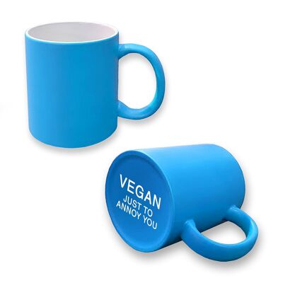 Geheime 'Vegan Just To Annoy You'-Nachricht Neon-Tasse - Lustiges veganes Geschenk, Tee- oder Kaffeetasse, vegane Geschenke uk, lustige vegane Tasse, Kaffeetasse