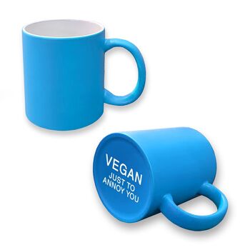 Secret 'Vegan Just To Annoy You' Message Neon Mug - Hilarious Vegan Gift, Tea or Coffee Cup, Vegan gifts uk, funny vegan mug, coffee mug 1