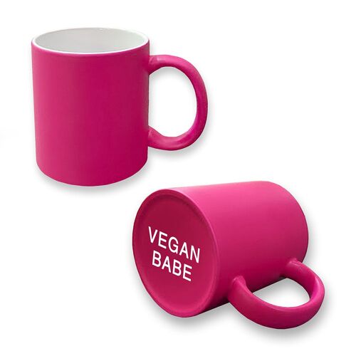 Secret 'Vegan Babe' Message Neon Mug - Hilarious Vegan Gift, Tea or Coffee Cup, Vegan gifts uk, funny vegan mug, coffee mug vegan