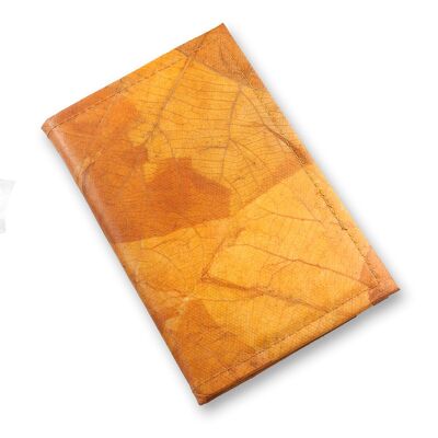 Journal rechargeable A6 en cuir feuille de teck végétalien - orange cannelle