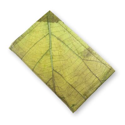 Diario A6 in pelle con foglie ricaricabili - verde foglia