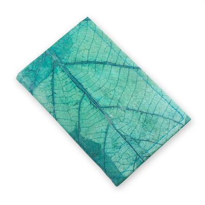 A6 nachfüllbares Tagebuch aus Blattleder – Süßwasserblaugrün