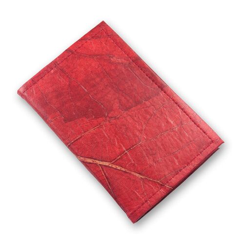 A6 Refillable Leaf Leather Journal - Berry Red