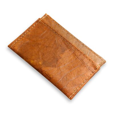 Porte-cartes en Cuir Feuille - Orange Cannelle