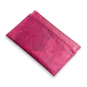 Porte-cartes en Cuir Feuille - Corail Rose